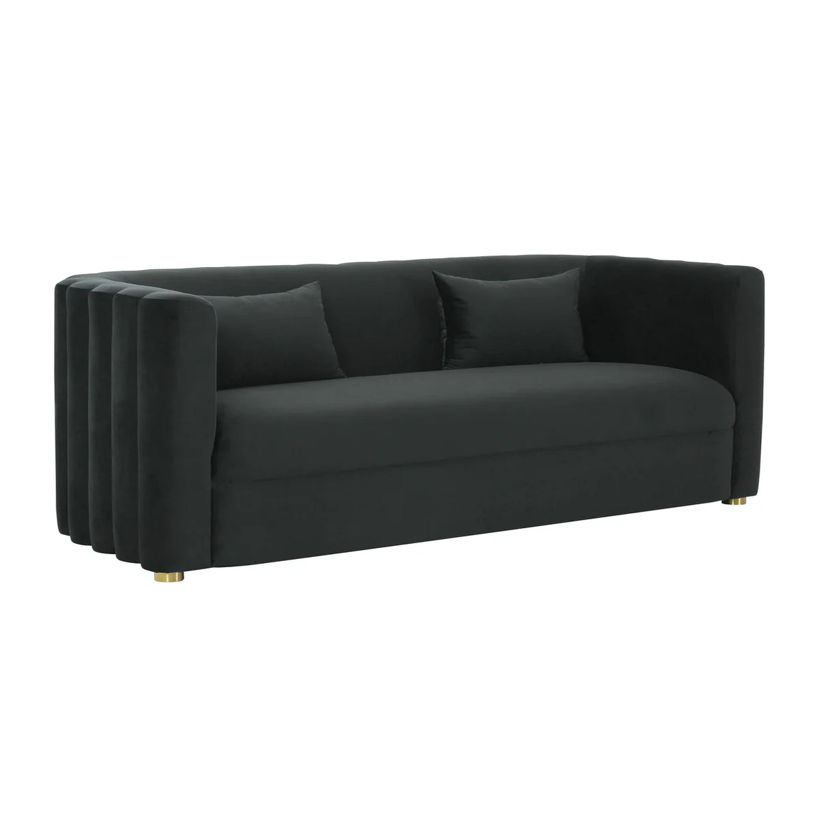 Laurent 84.3" Plush Black Velvet Sofa