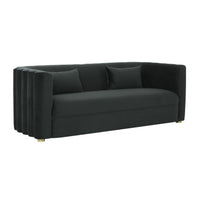 Laurent 84.3" Plush Black Velvet Sofa