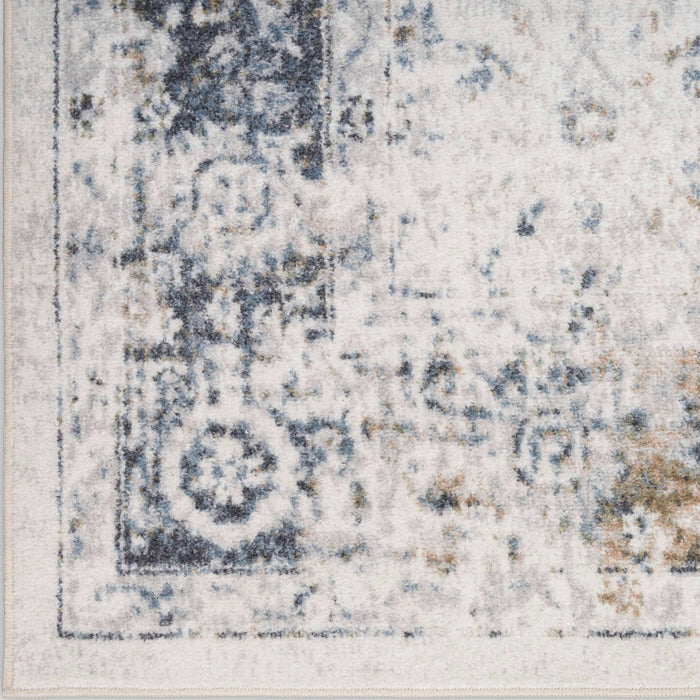Pheobe Ivory & Blue Washable Area Rug