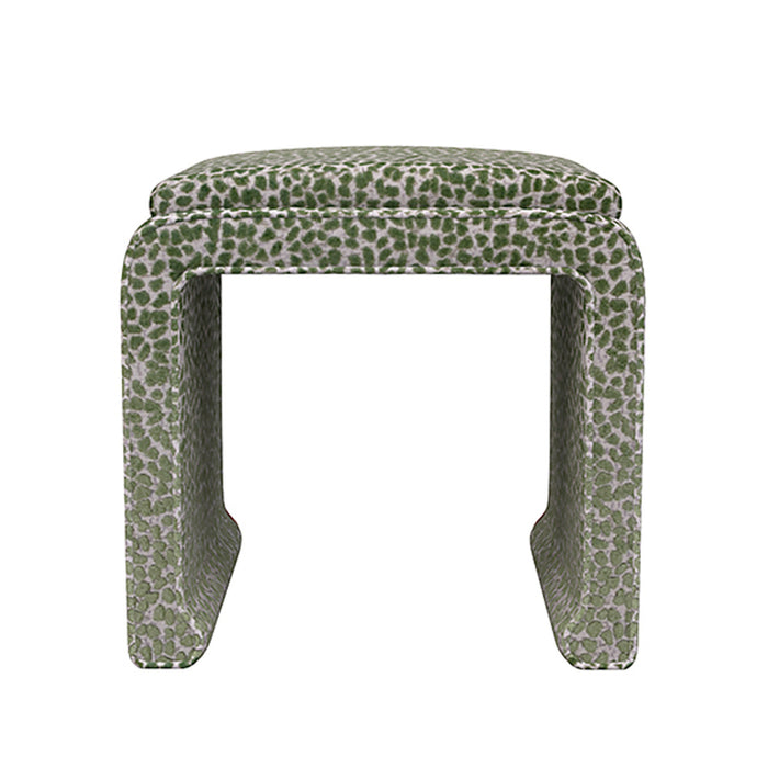 Malia Classic/Modern Spotted Green Custom Upholstered Ottoman