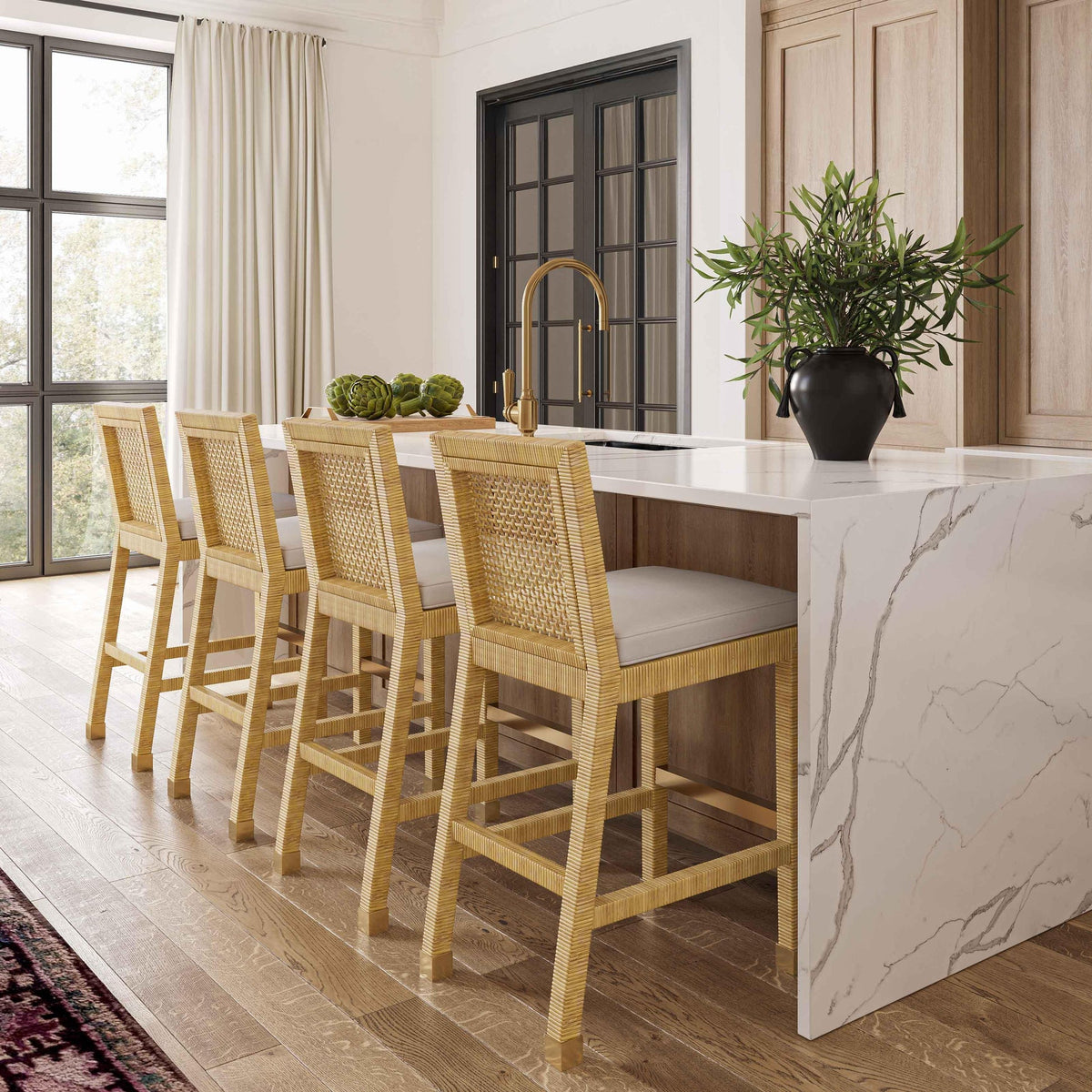 Eden Cream Contract Grade Linen Counter Chair