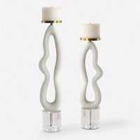 Ferrah White Stone & Gold Candleholders (Set of 2)