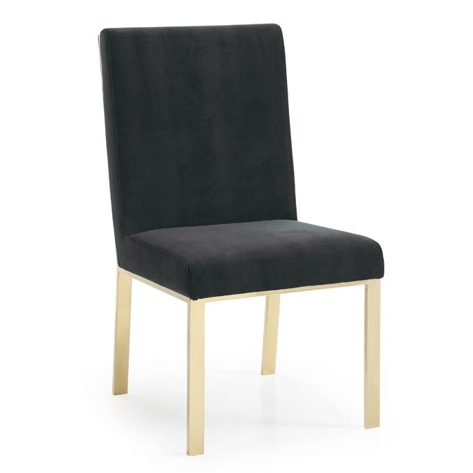 Dhana Modern Black Velvet & Gold Dining Chair