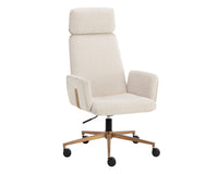 Kalev Cream Plush Fabric & Gold Desk Chair