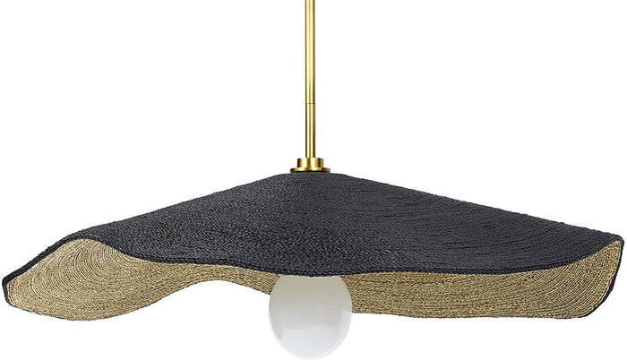 Mckinley Large Black & Natural Seagrass Pendant