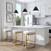 Crystal Off White Linen Counter Stool With Antique Gold Frame