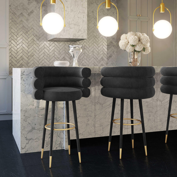 Nazri Black Performance Velvet Counter Stool