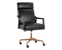 Collin Black Leather & Oak Brushed Gold Desk Chair