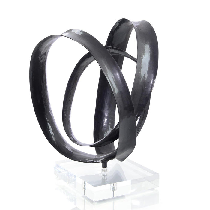 Black Ribbon Sculpture, Acrylic Base
