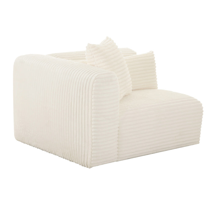 Telav Fluffy Oversized Cream Corduroy Modular LAF Corner Chair