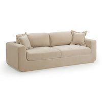 Aliana 90.5" Sand Upcycled Washed Velvet Sofa