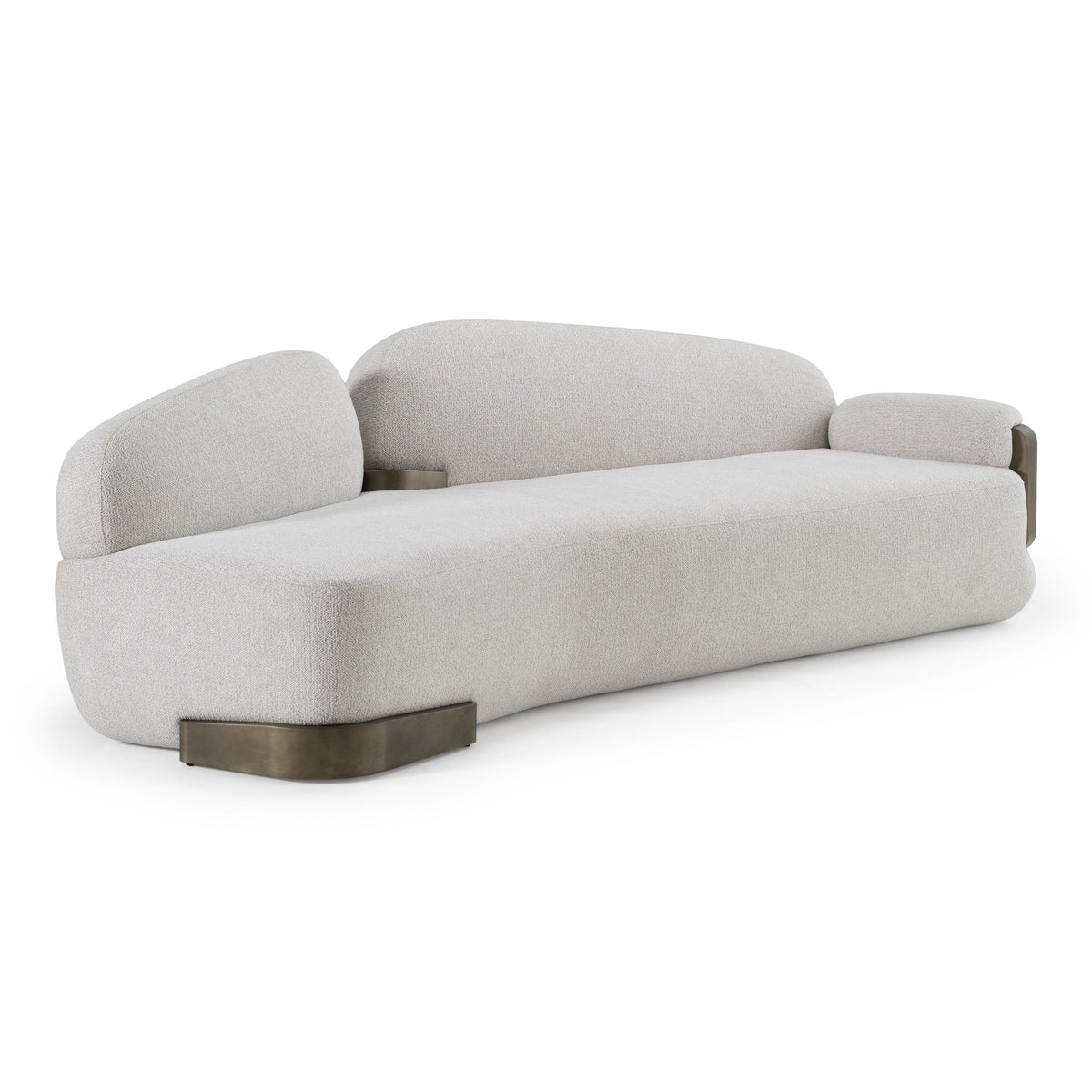 Grace 107" Modern Off-White & Antique Brass Sofa