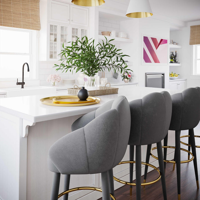 Morant Performance Grey Velvet Swivel Counter Stool - Luxury Living Collection