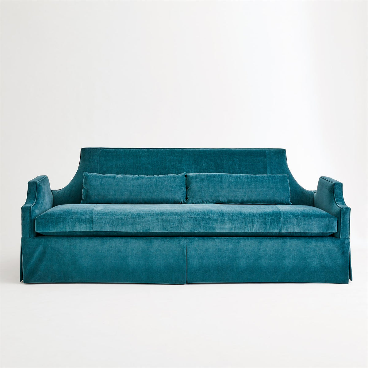 Regal 90" Dragonfly Blue Skirted Sofa