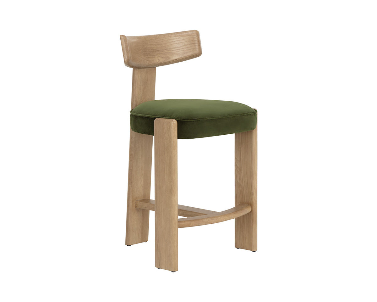 Horton Rustic Oak & Forest Green Counter Stool