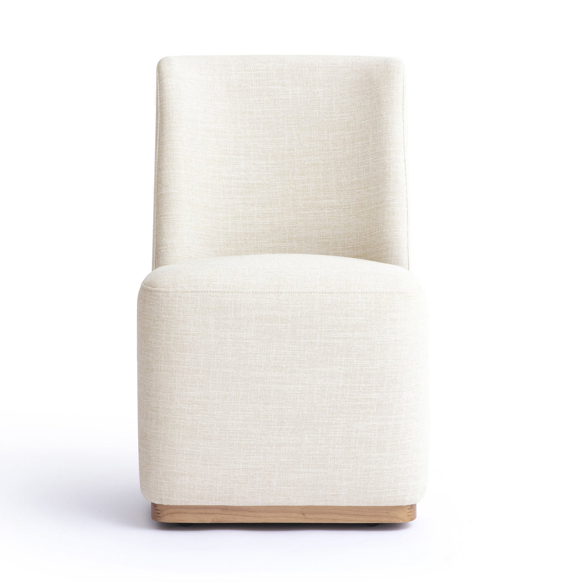 Monika Cream Performance Fabric Rolling Dining Chair