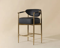 Heloise Black Faux Leather & Gold Counter Stool