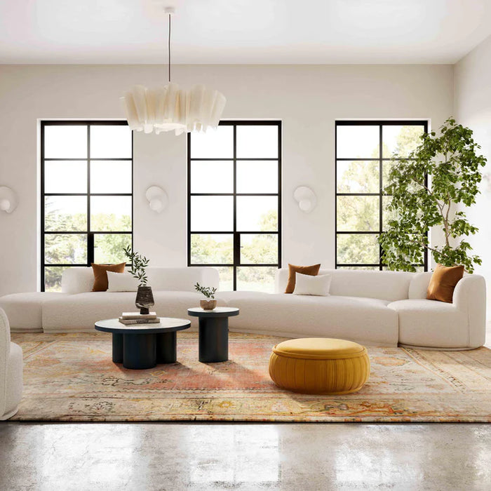 Pablo 204" Plush Cream Boucle 5-Piece Modular Chaise Sectional Sofa