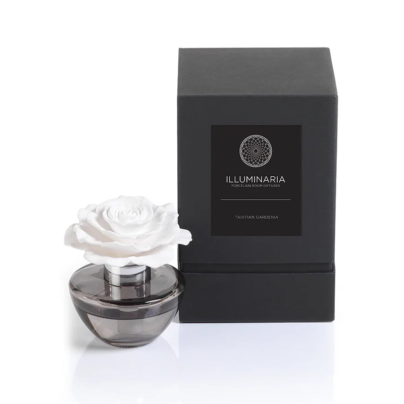 Illuminaria Tahitian Gardenia Scented Porcelain Diffuser in Gray Bottle (Set of 4)