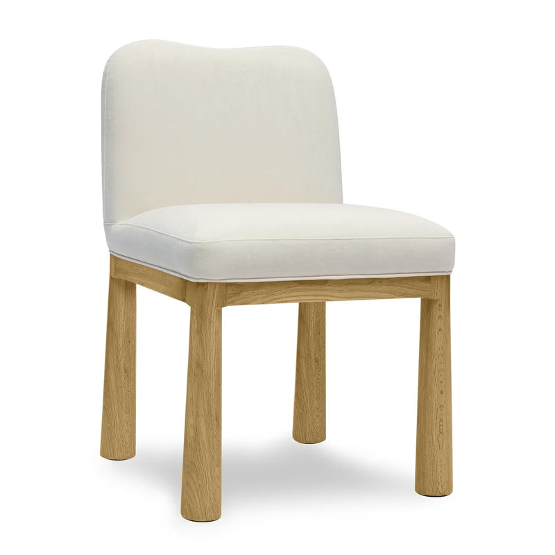 Tiara Cream Velvet Oak Dining Chair