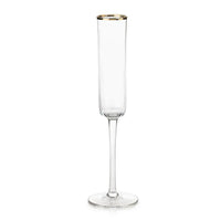 Tall Champagne Flute with Gold Rim - Set of 12