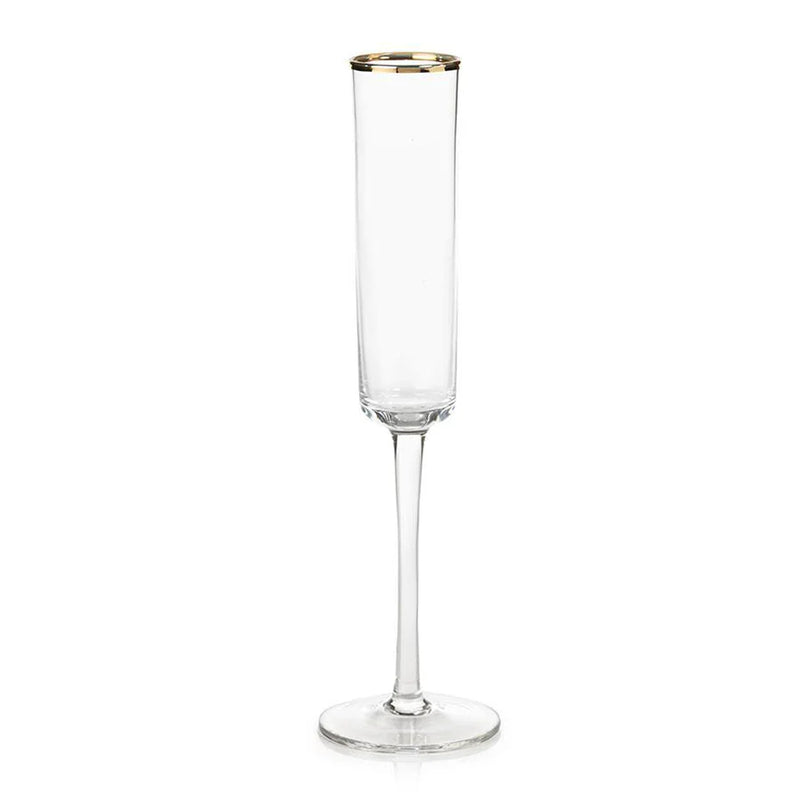 Tall Champagne Flute with Gold Rim - Set of 12