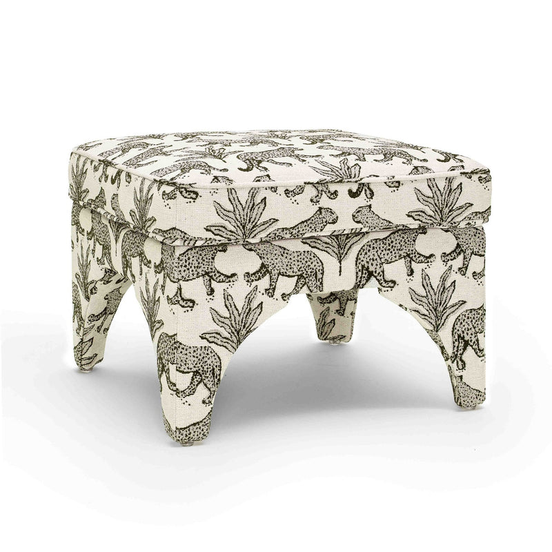 Kaelie Taupe Leopard Jacquard Ottoman