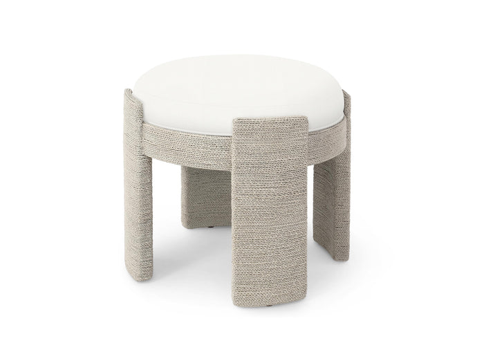Faye White Sand Ottoman
