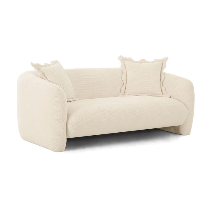 Lou Sandstone Textured Fabric Loveseat