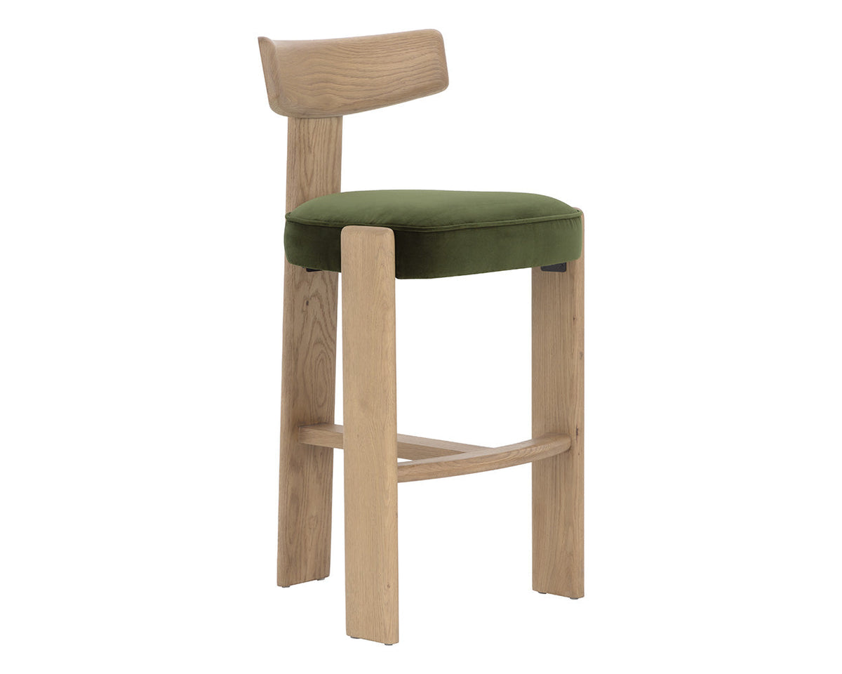 Horton Rustic Oak & Forest Green Bar Stool