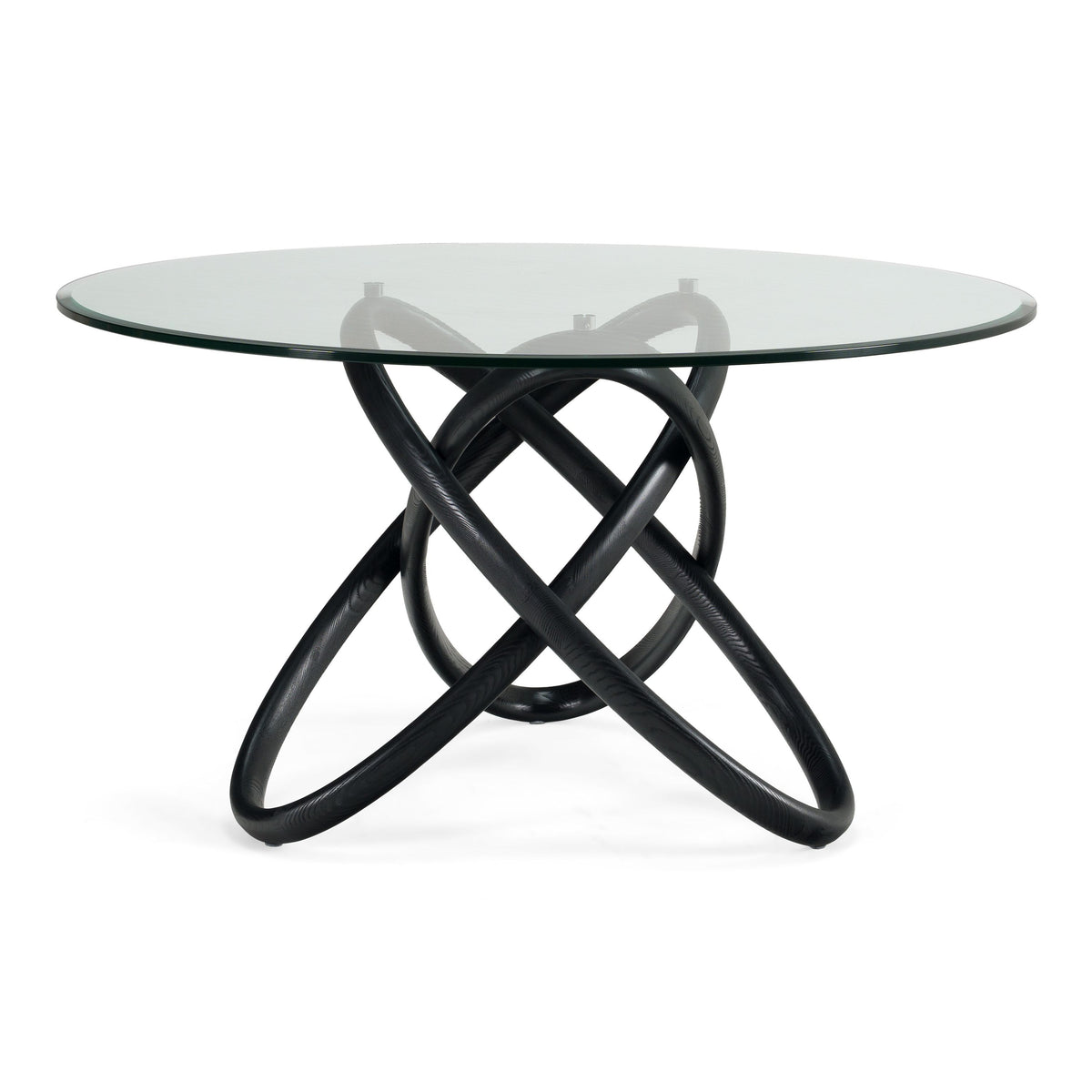 Caroline Modern Round Glass & Black Dining Table