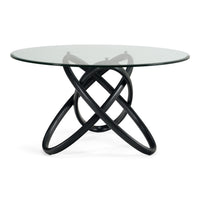 Caroline Modern Round Glass & Black Dining Table