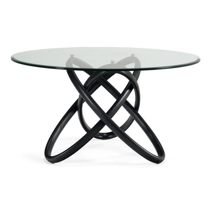 Caroline Modern Round Glass & Black Dining Table