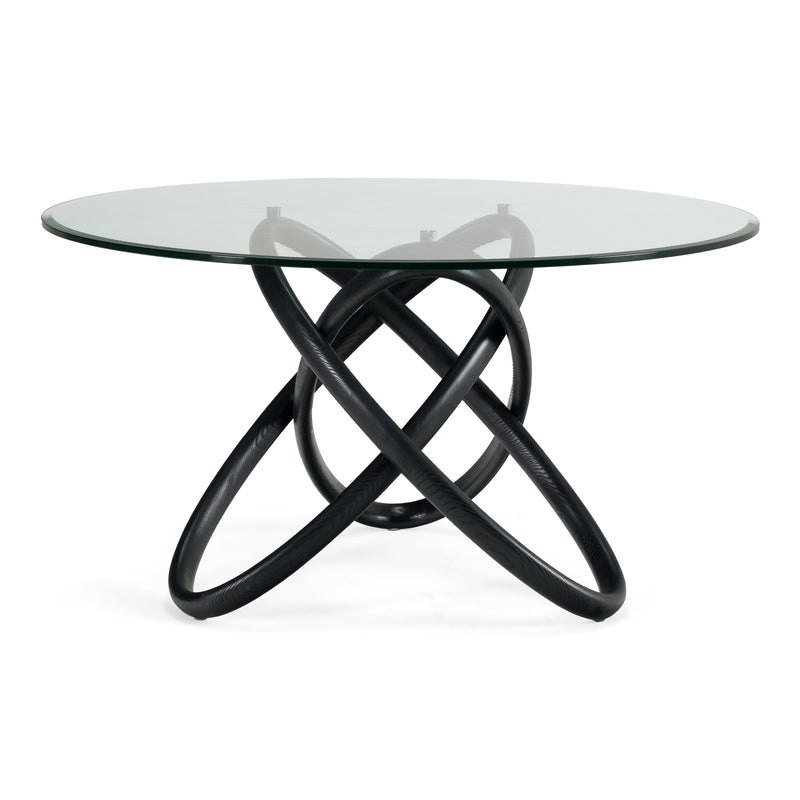 Caroline Modern Round Glass & Black Dining Table