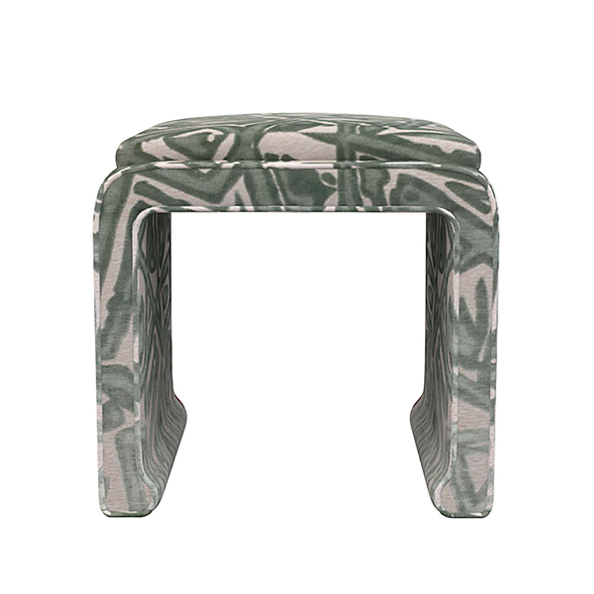 Malia Classic/Modern Patterned Green Custom Upholstered Ottoman