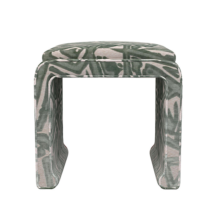 Malia Classic/Modern Patterned Green Custom Upholstered Ottoman