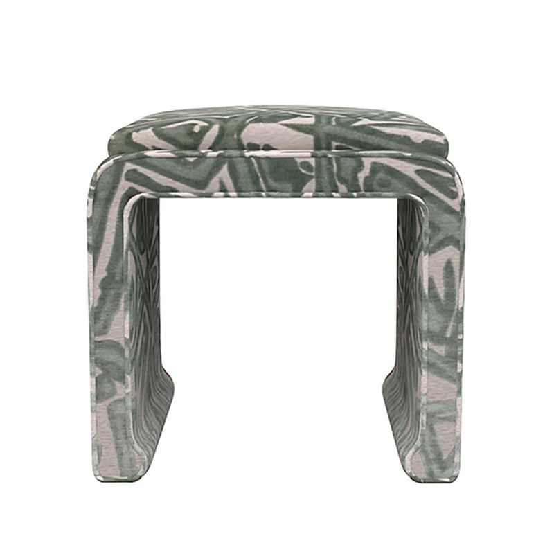 Malia Classic/Modern Patterned Green Custom Upholstered Ottoman