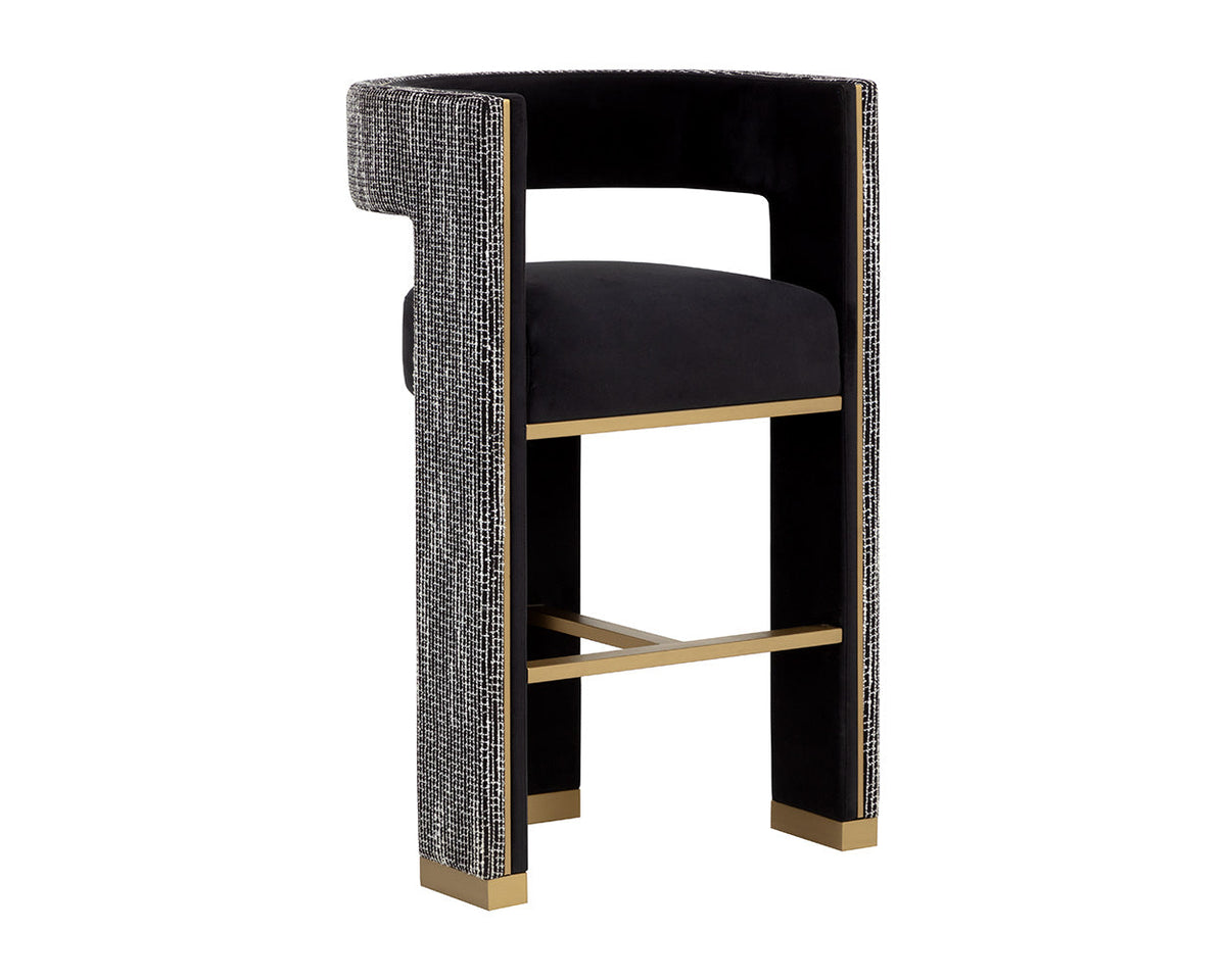 Adamina Black, Night Fabric & Gold Bar Stool
