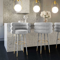 Nazri Grey Velvet Barstool - Luxury Living Collection