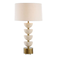 Braye Stacked Travertine & Gold Table Lamp