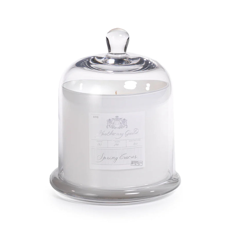 Apothecary Spring Crocus Scented White Candle with Glass Dome (Set 0f 4) (2 Sizes Available)