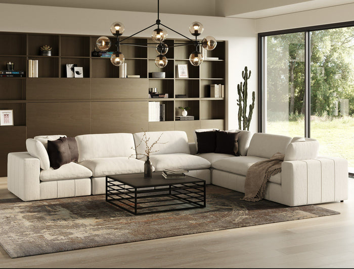 Terra Modern Off White Fabric Modular Corner Seat