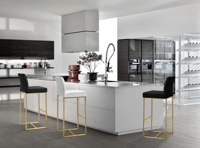 Moriah White Gold Steel Counter Stools (Set of 2) - Luxury Living Collection