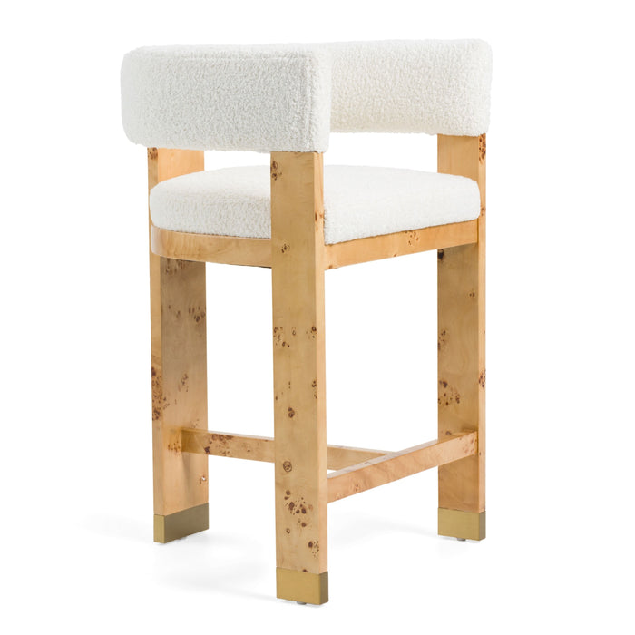 Bernadette Modern Cream & Burl Counter Stool