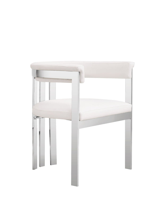 Thisbe Modern White Vegan Leather + Stainless Steel Dining Chair