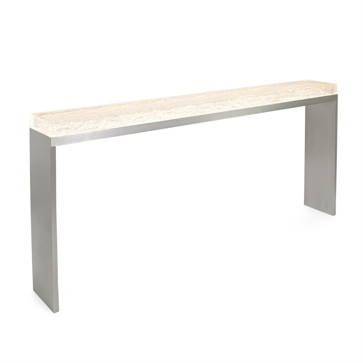 Pheobe 72.25" Textured Illuminated Brushed Nickel & Acrylic Console Table