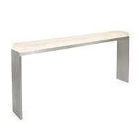 Pheobe 72.25" Textured Illuminated Brushed Nickel & Acrylic Console Table