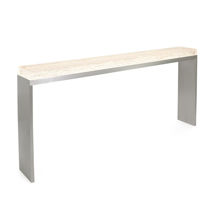 Pheobe 72.25" Textured Illuminated Brushed Nickel & Acrylic Console Table