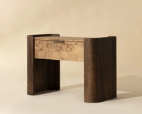 Beryl Burl/Brown Wood & Gold Nightstand