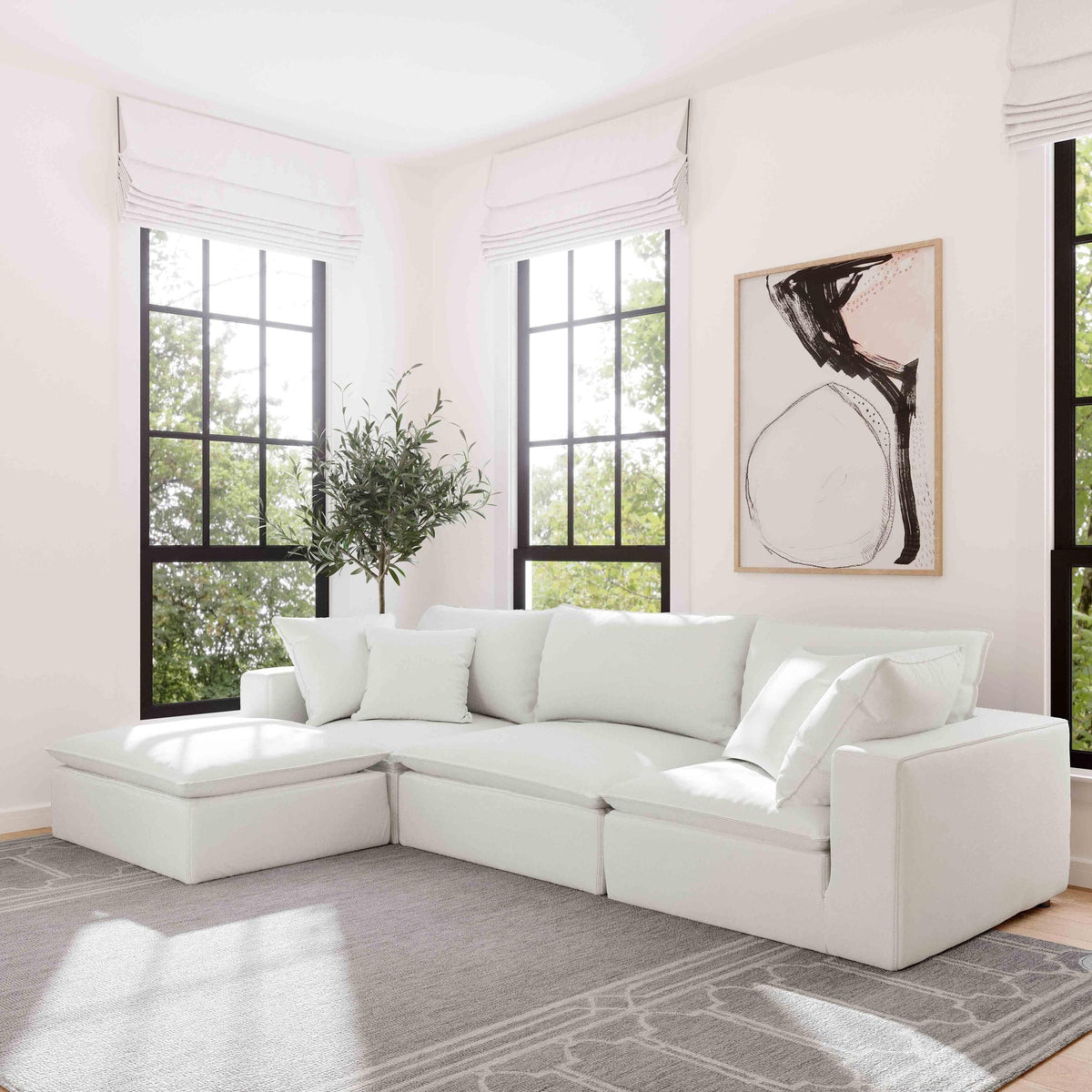 Cali Pearl Performance Fabric Modular Armless Chair